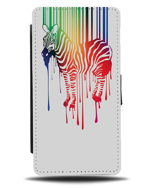 Artistic Colourful Dripping Zebra Flip Wallet Case Art Artist Painting Drip K472