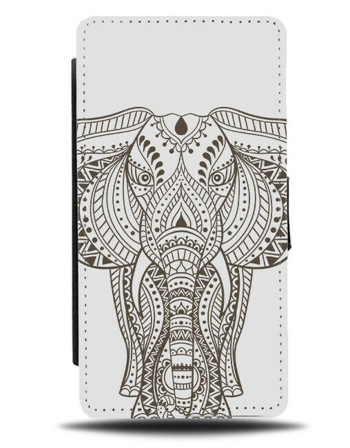 Tribal Elephant Drawing Flip Wallet Case Design Elephants Pattern Indian G772