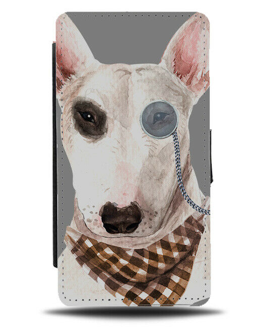 Bull Terrier Flip Wallet Phone Case Monocol Banada Pet Gentleman Posh K497