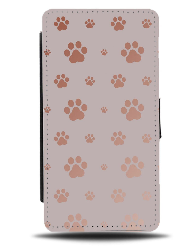 Rose Gold Dog Paw Print Flip Wallet Case Paws Prints Animal Cats Dogs Cat CM24