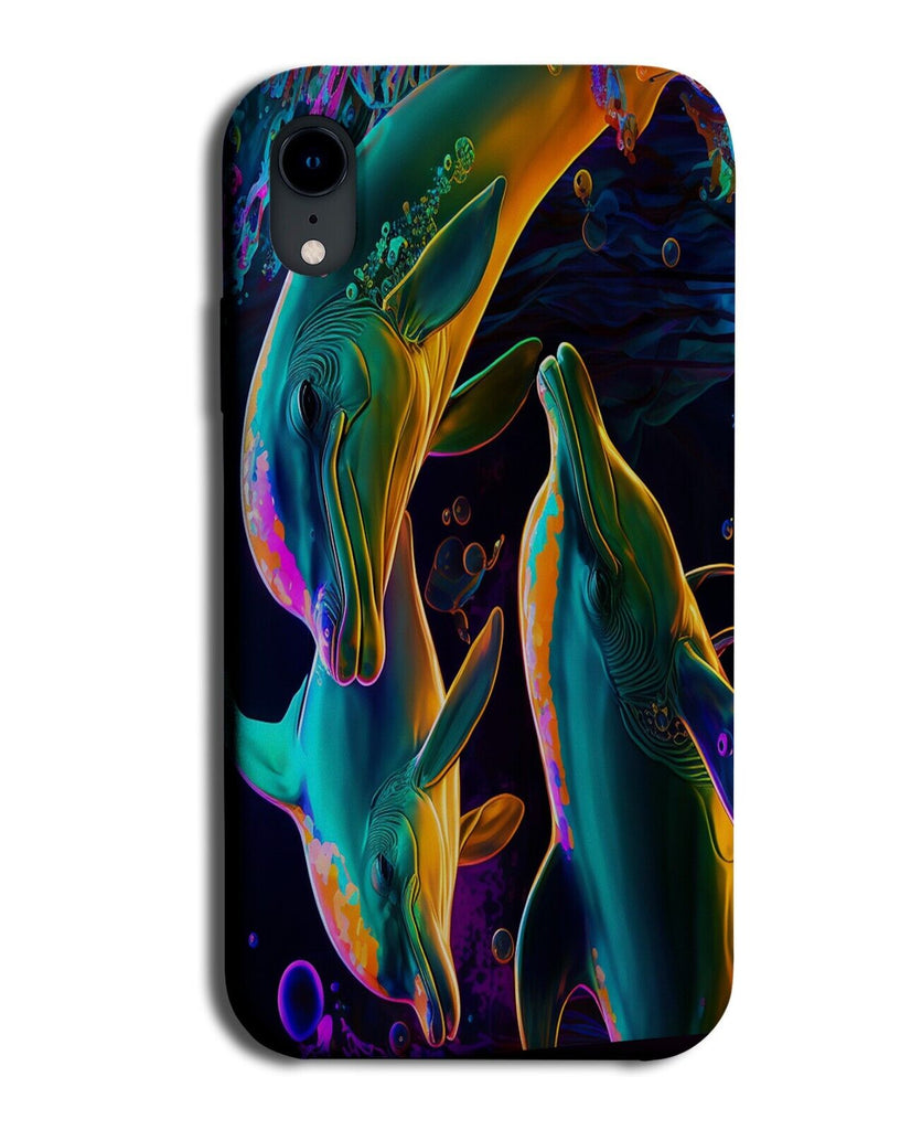 Underwater Dolphins Swimming Phone Case Cover Colourful Neon Dolphin Sea AA46