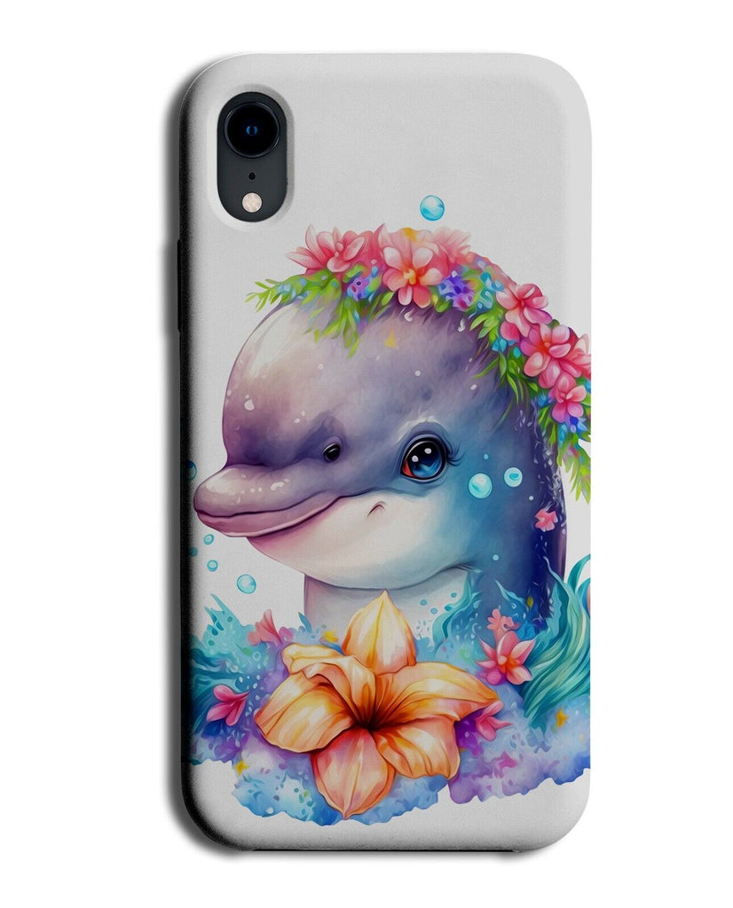 Dolphin Flower Crown Phone Case Cover Flowercrown Flowers Sea Artwork Art AH26