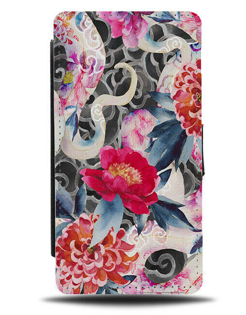 Flowers and Fish Flip Wallet Case Koi Floral Flower Fishes Water Red Roses G192