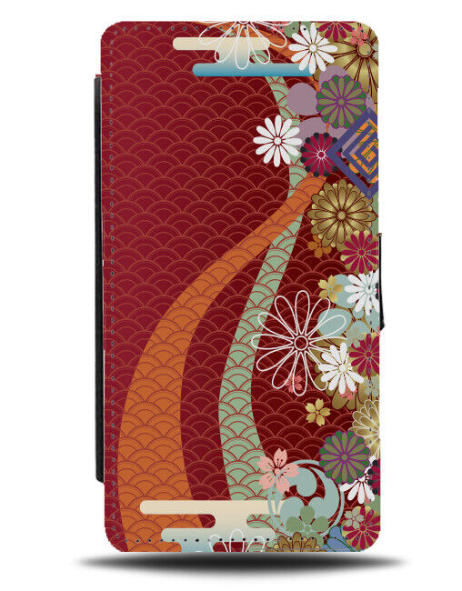 Oriental Themed Japanese Flip Wallet Case Picture Asian Patterned E608