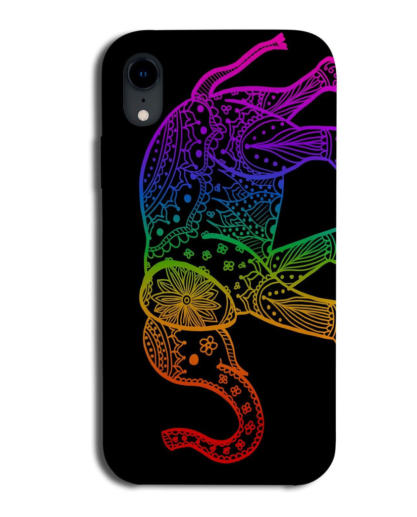 Rainbow Mandala Elephant Shape Phone Case Cover Multicoloured Indian Black BG26