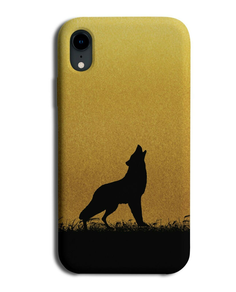Wolf Silhouette Phone Case Cover Wolves Gold Golden Black Coloured I011