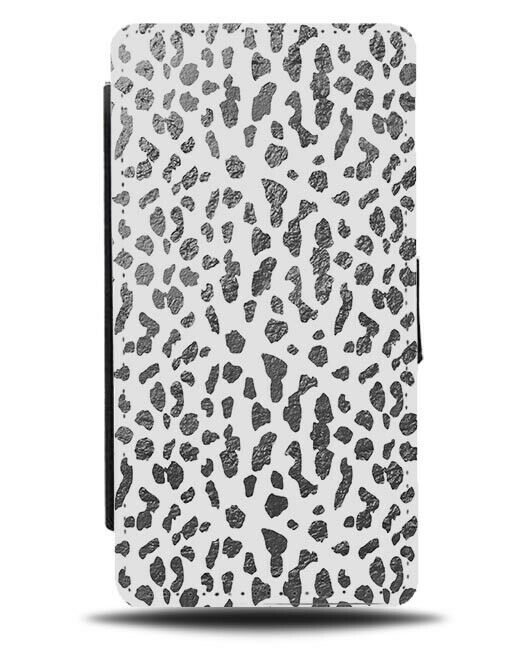 White and Silver Leopard Print Flip Wallet Case Spots Dots Polka Dot F181