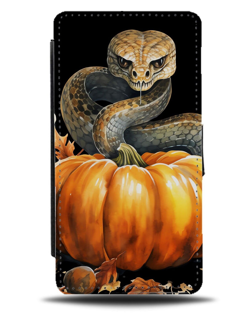 Halloween Snake Flip Wallet Case Snakes Pumpkin Pumpkins Design Viper Black CD04