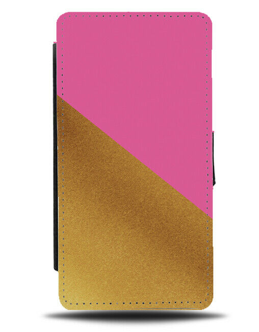 Hot Pink & Gold Flip Cover Wallet Phone Case And Girly Gothic Goth Golden i429