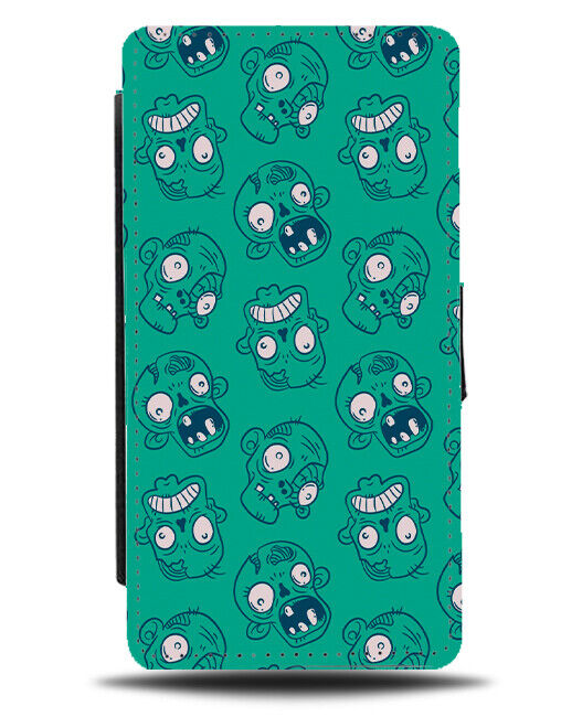 Cartoon Zombie Heads Flip Wallet Case Zombies Illustration Monster K868