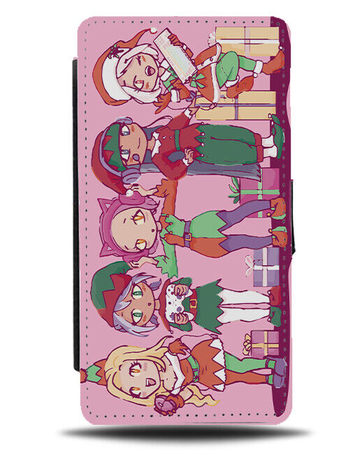 Pink Anime Elves Flip Wallet Case Elf Girl Girls Christmas Cartoon Costume N676