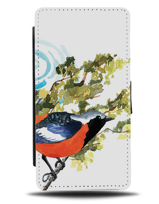 Watercolour Oil Painting Sparrow Bird Flip Wallet Phone Case Birds Design E418
