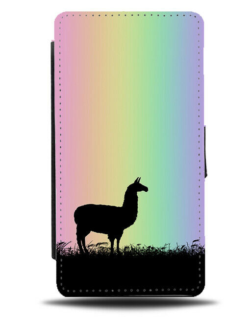 Llama Flip Cover Wallet Phone Case Llama Alpaca Alpacas Rainbow Colourful i091