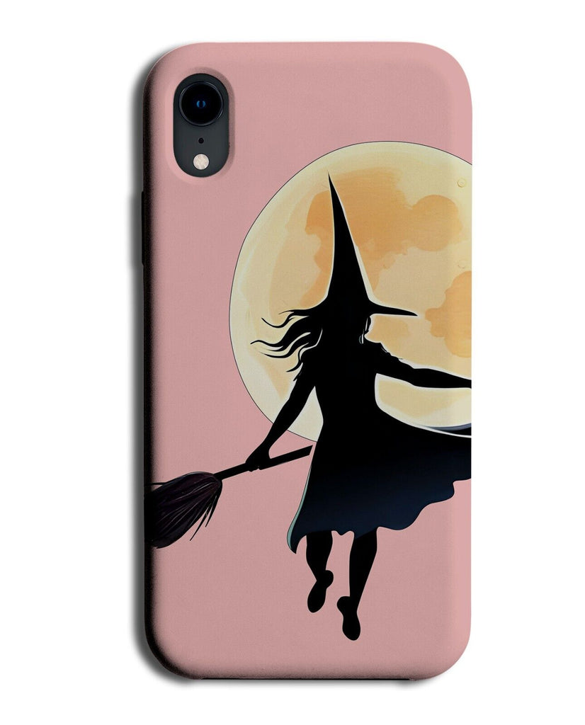 Flying Witch Pink Phone Case Cover Halloween Girl Girly Full Moon Woman CI09