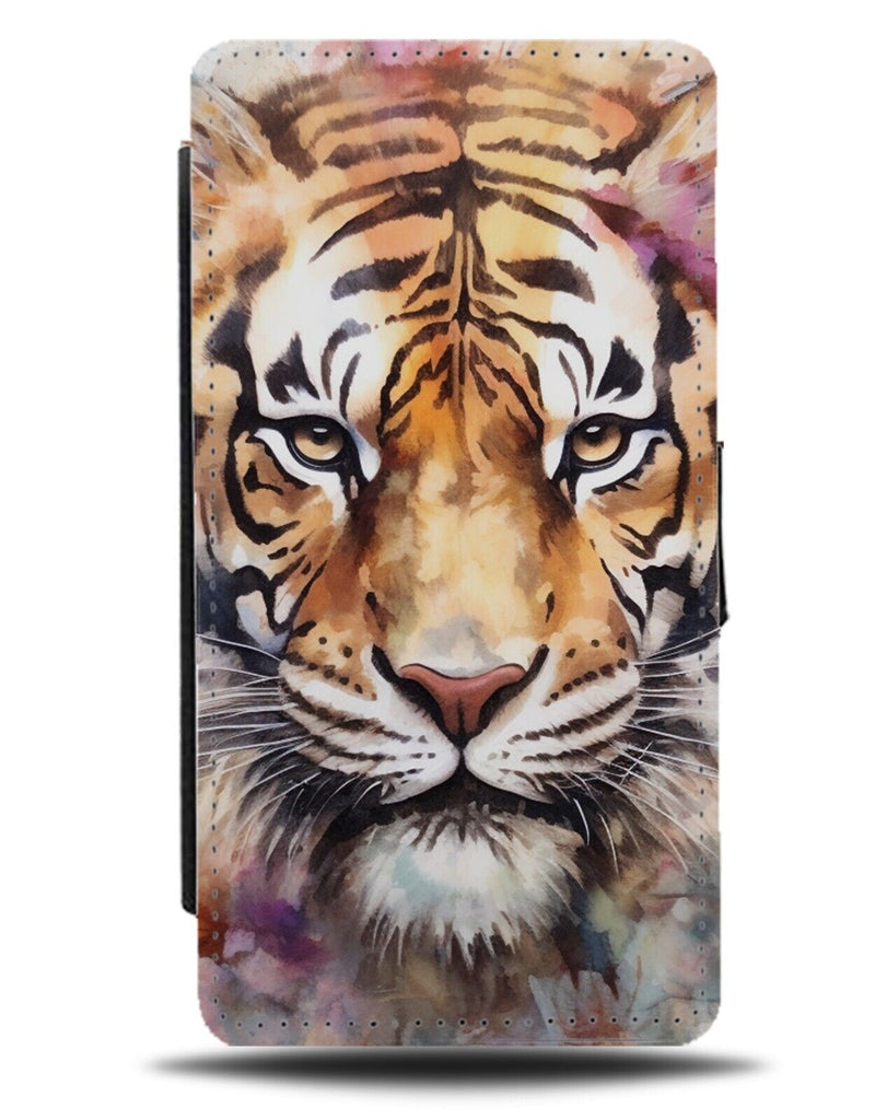 Watercolour Tigers Face Flip Wallet Case Tiger Wild Siberian Indian Painted CI52