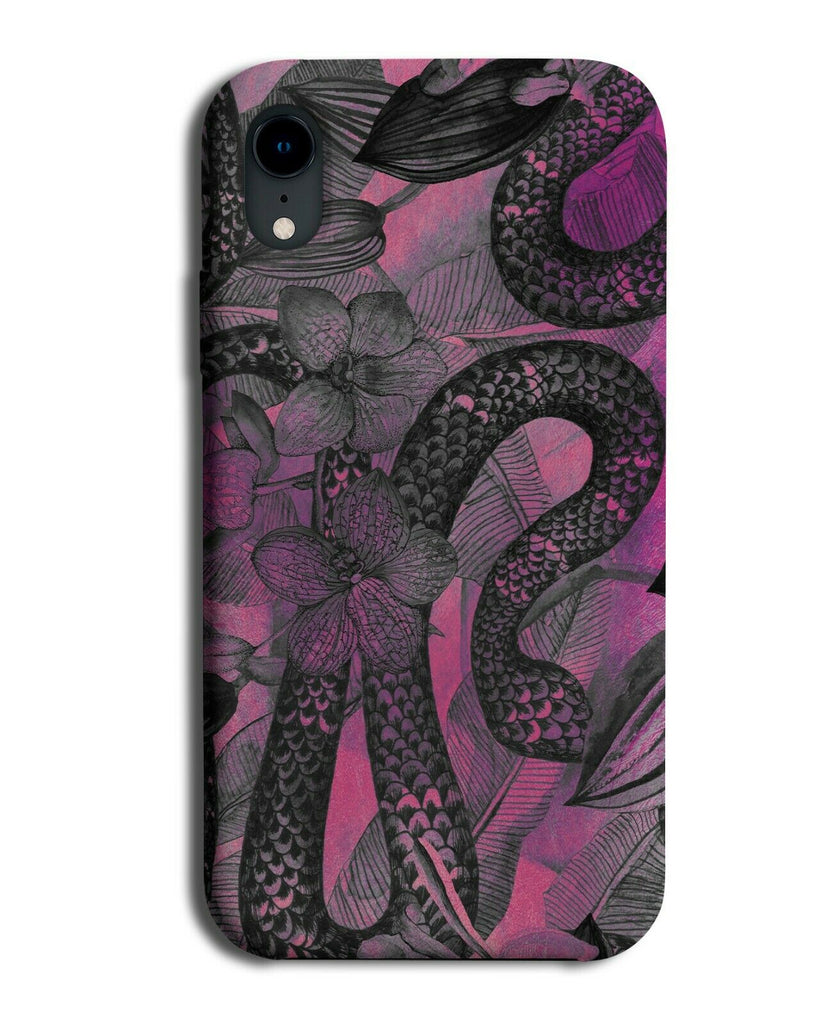 Dark Pink and Black Snake Drawing Phone Case Cover Snakes Shapes Slithering G180