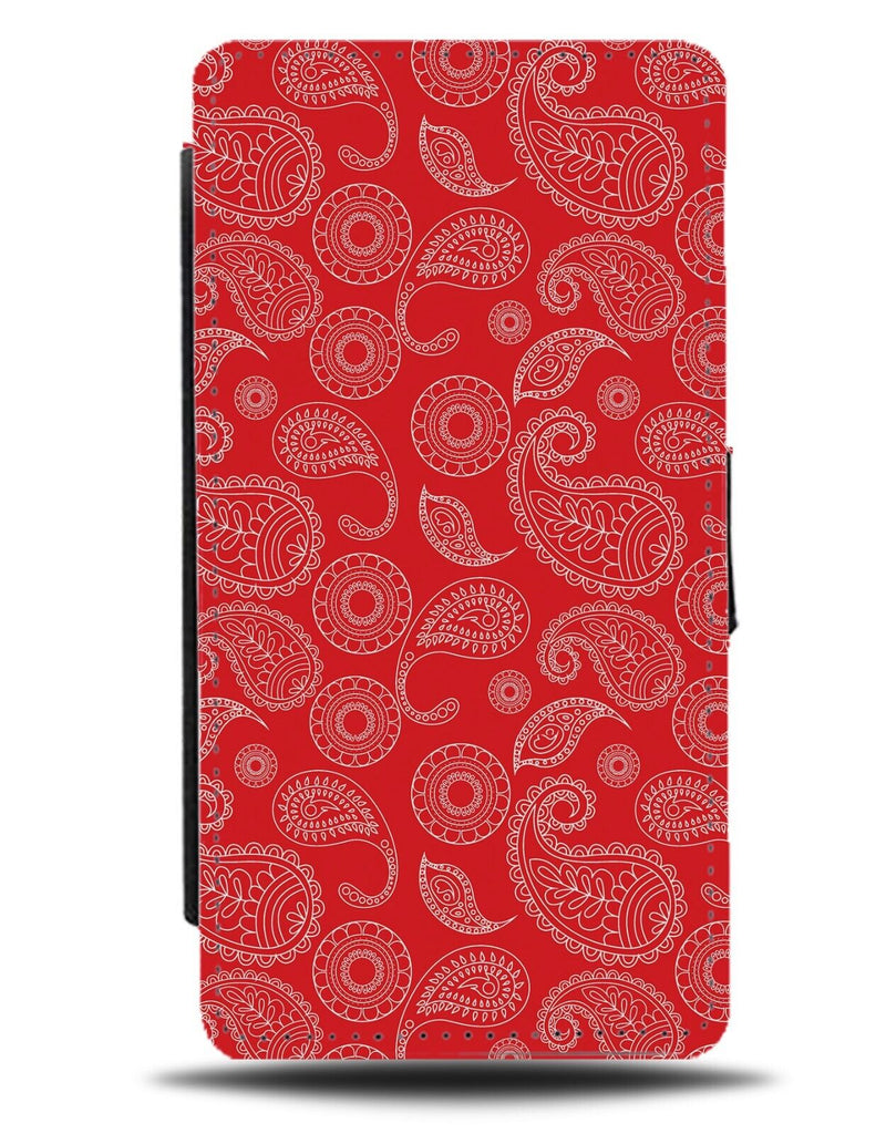 Red Faint Paisley Shapes Flip Wallet Case Paisleys Dark Tribal Indian India CL37