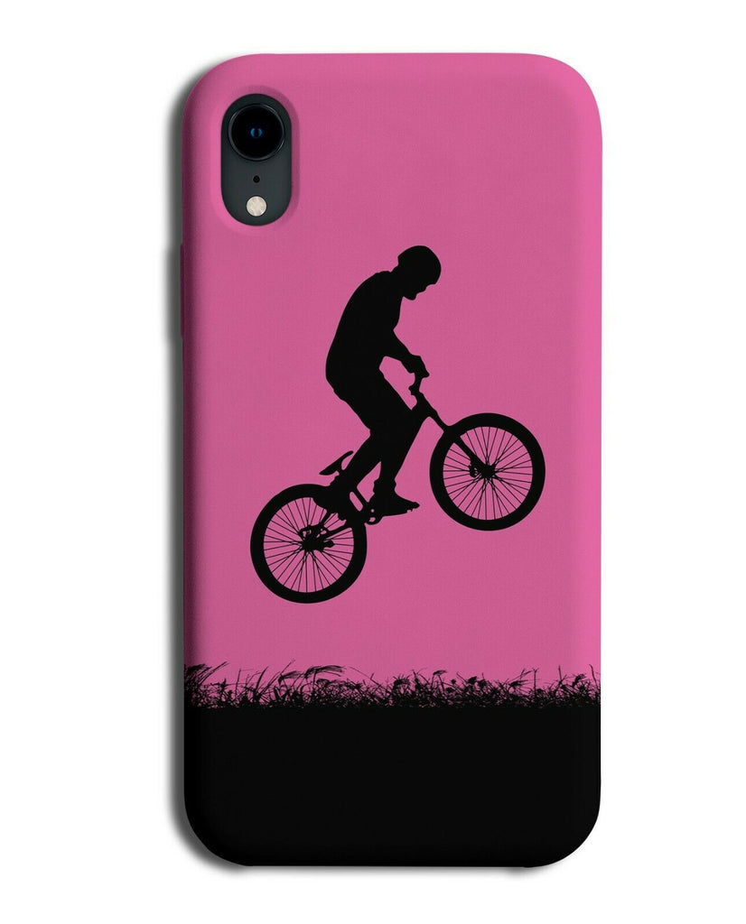 BMX Silhouette Phone Case Cover BMXer Bike Wheels Hot Pink Colour i607