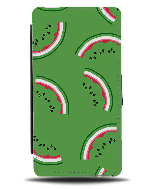 Eaten Watermelon Slice Flip Wallet Case Fruit Food Fruits Green E807