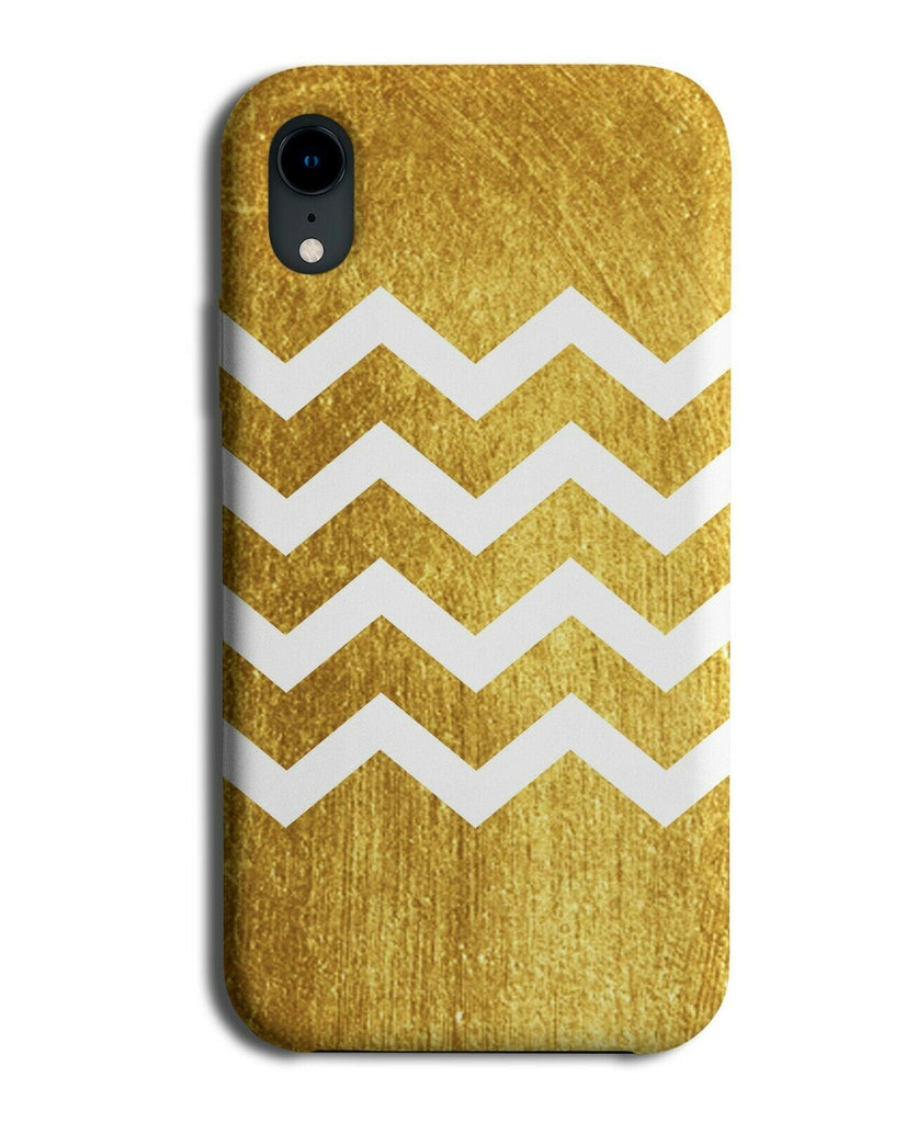 Golden Jagged Lines Phone Case Cover White Gold Print Pattern Funky B839