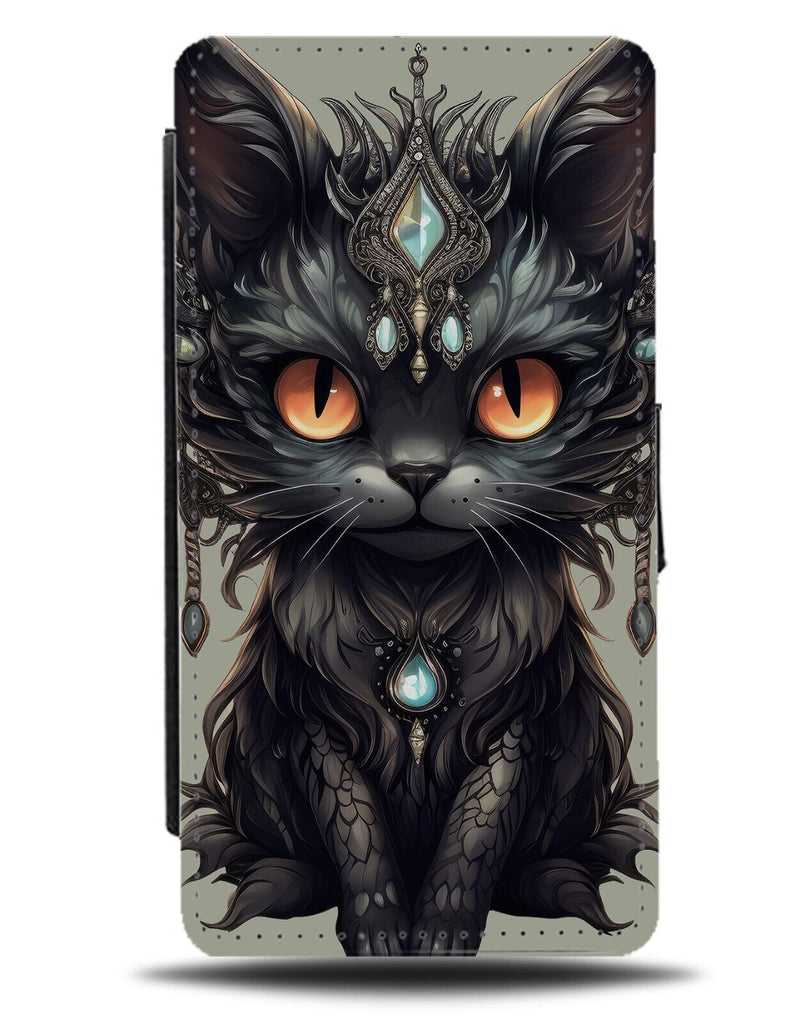 Gothic Black Cat Flip Wallet Case Goth Halloween Eyes Witches Witch Kat CD53