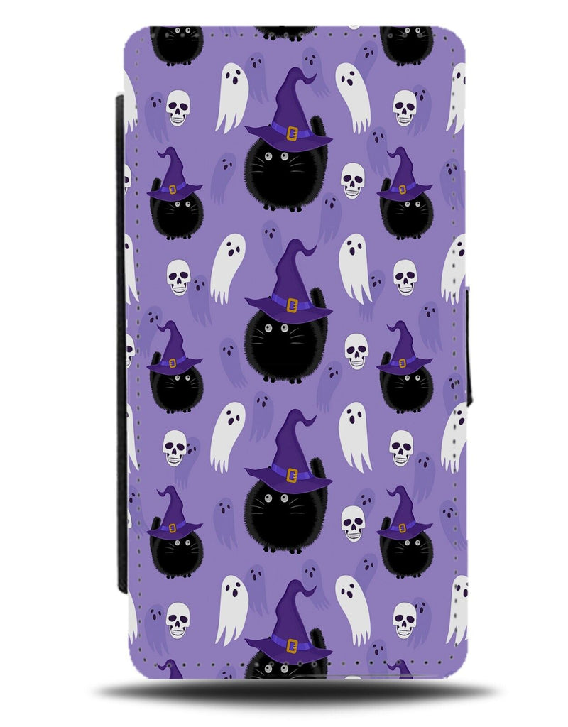 Cartoon Ghosts and Potions Flip Wallet Case Witches Goblins Cauldron Pot CF21