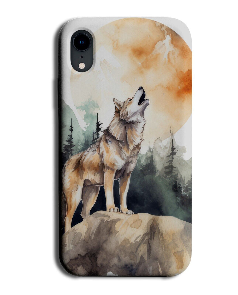 Howling Wolf Watercolour Print Phone Case Cover Wolves Howl In Sky Moon CV29