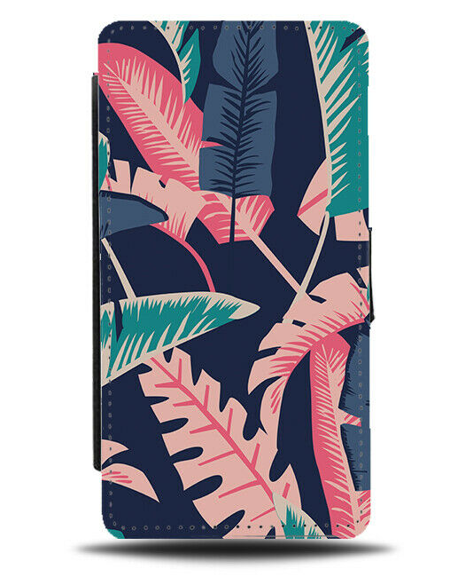 Hot Pink Jungle Leaves Flip Wallet Case Palm Tree Trees Leaf Shape Shapes F693