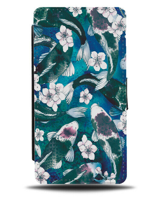 Dark Green Koi Fish Flip Wallet Case Swimming Water Underwater Kois Garden G175