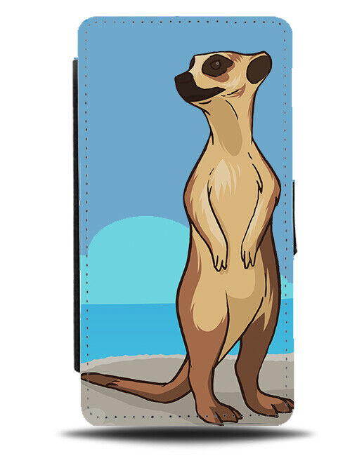 Stylish Peering Meerkat Cartoon Flip Wallet Case Design Standing Meer Kat J730