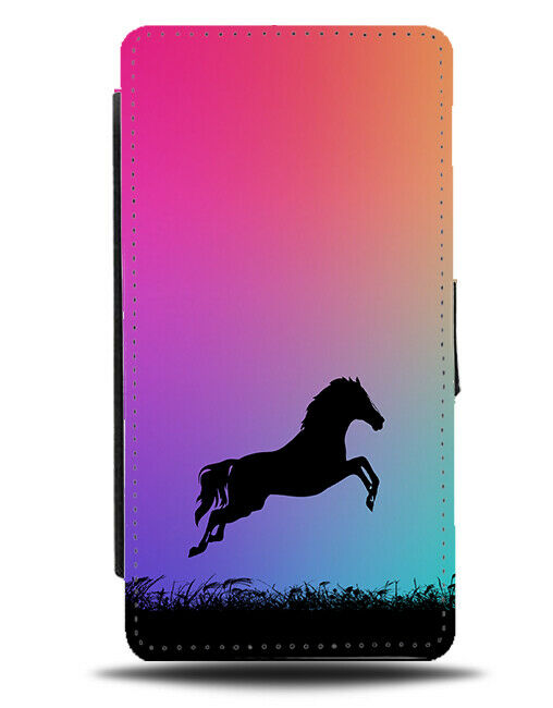 Horse Silhouette Flip Cover Wallet Phone Case Horses Pony Multicoloured I056