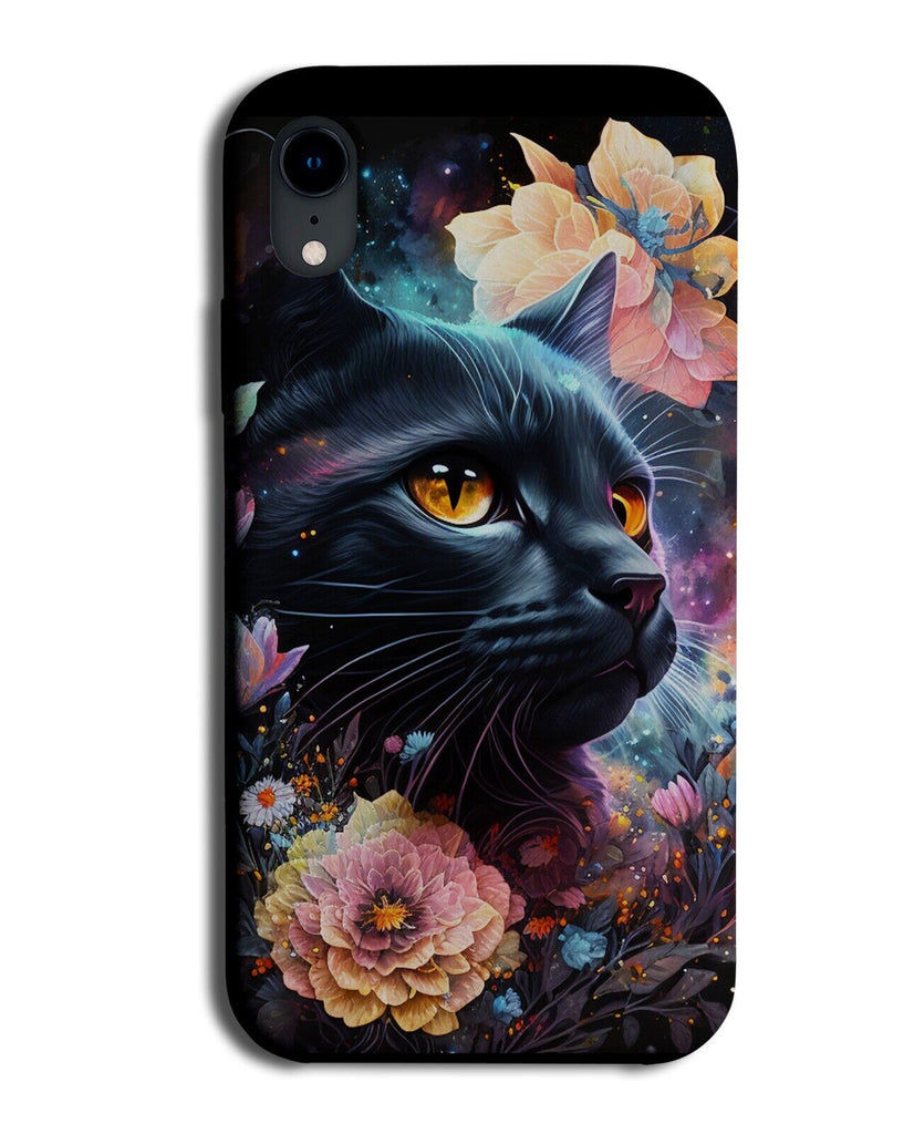 Black Cat In Space Floral Phone Case Cover Cats Design Galaxy Bombay Face DF88
