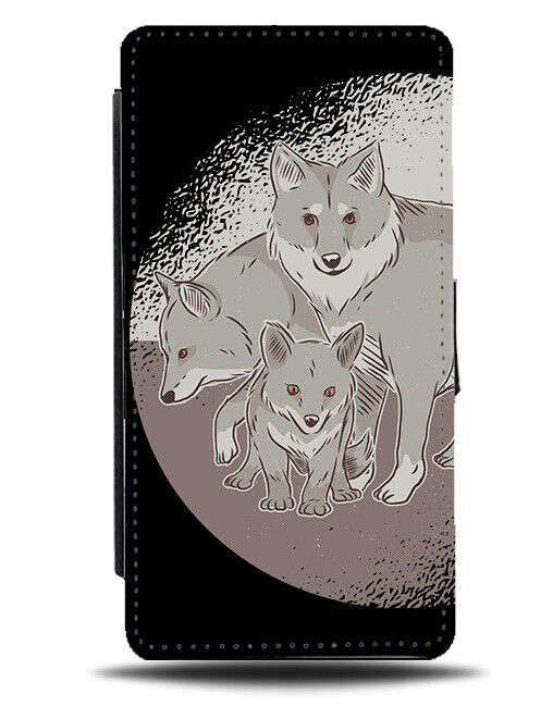 Wolf Pack Flip Wallet Case Wolves Cartoon Family Baby Puppy Wolfpack K463