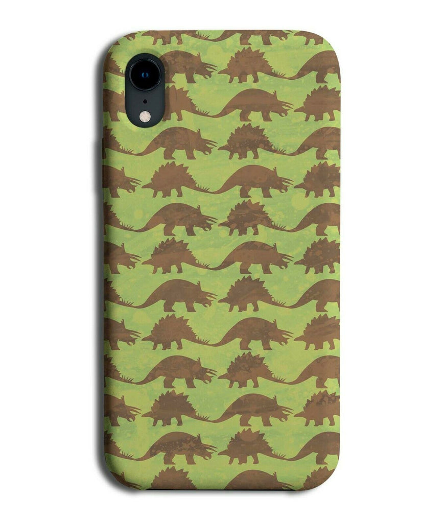 Dark Green and Brown Phone Case Cover Dinosaur Dinosaurs Pattern Shapes F492