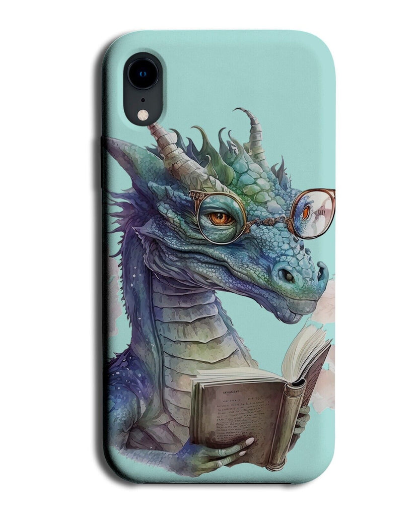 Funny Clever Dragon Phone Case Cover Smart Booknerd Nerd Dragons Book Blue BD51