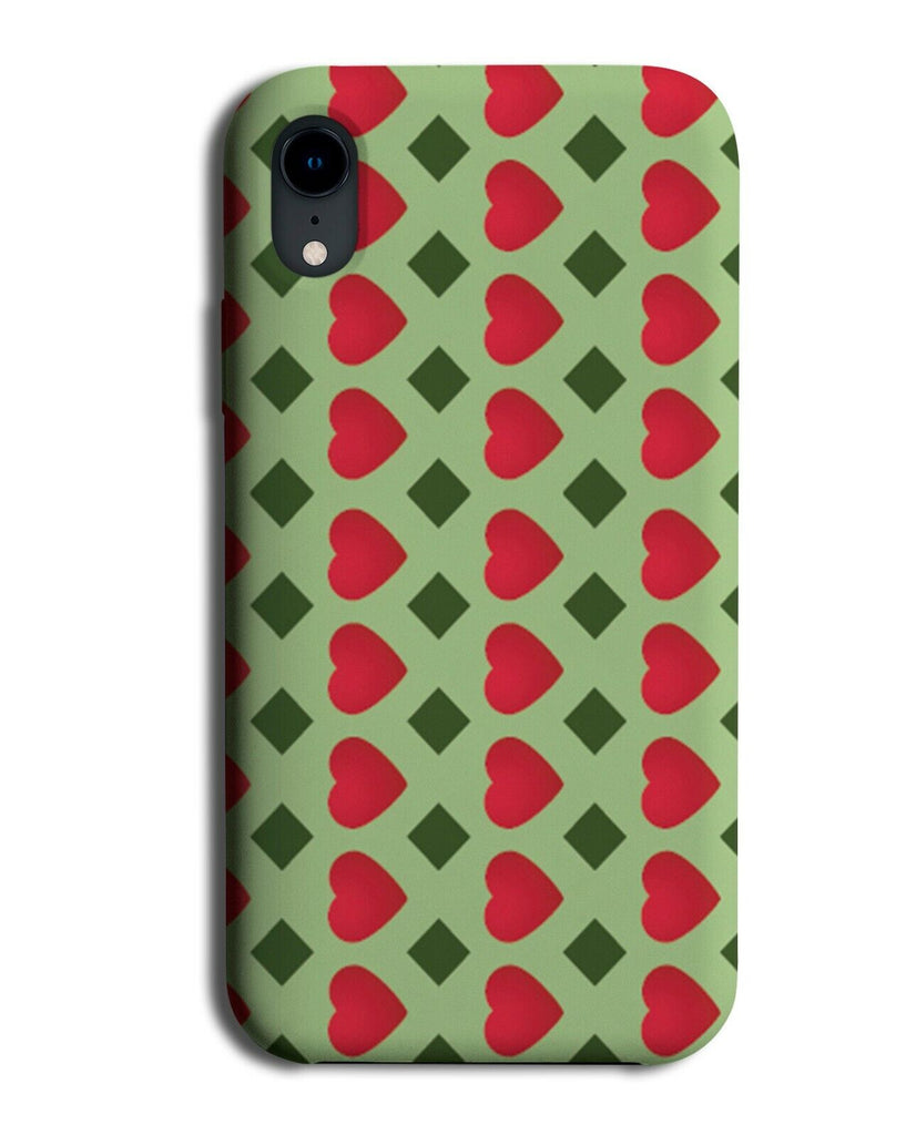 Hearts and Diamonds Phone Case Cover Playing Card Shapes Green Red Girls E638