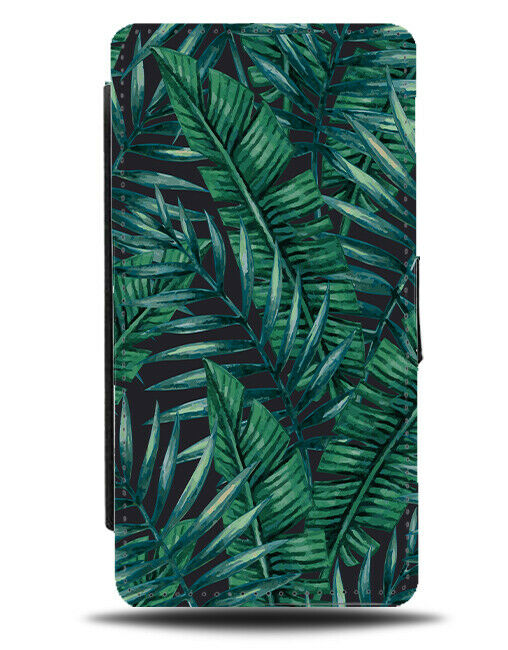 Night Time Jungle Leaves Flip Wallet Case Bushes Leaf Palm Tree Pattern G637