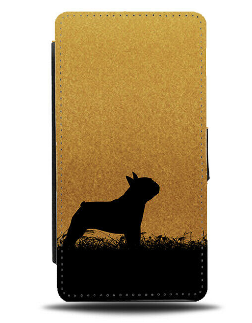 Pug Silhouette Flip Cover Wallet Phone Case Pugs Gold Golden Dog Dogs I004