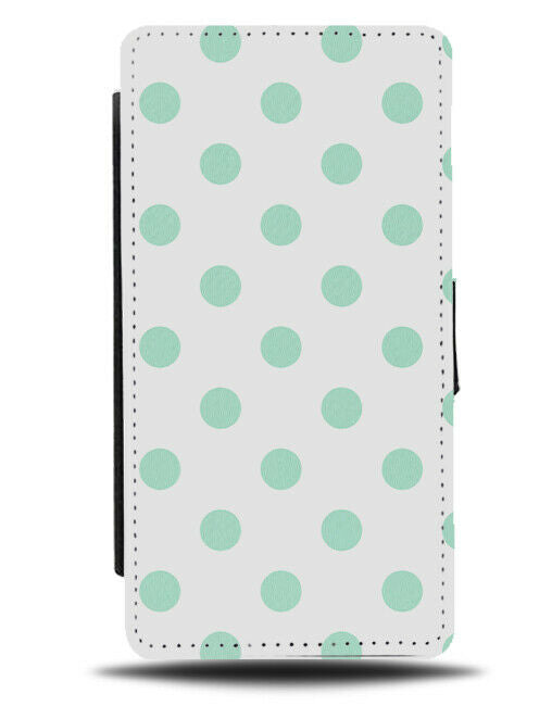 White and Pastel Mint Green Polka Dot Pattern Flip Cover Wallet Phone Case i581