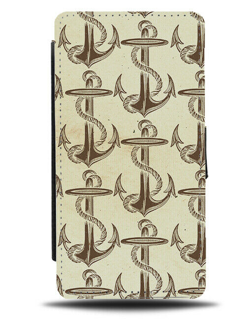 Ancient Pirate Anchor Pattern Flip Wallet Case Anchors Ship Shape Shapes G087