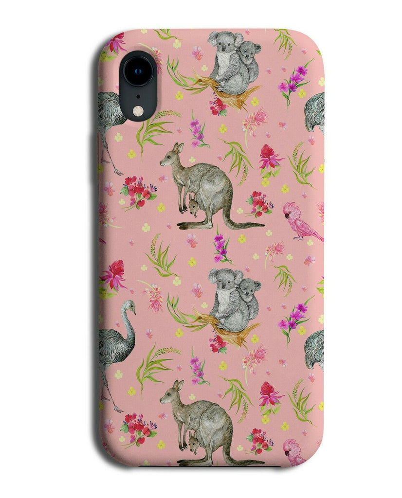 Pink Animals Phone Case Cover Kangaroo Ostrich Koalas Koala Girls Girly E818