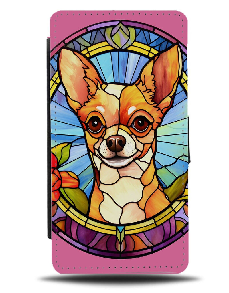Stained Glass Chihuahua Design Flip Wallet Case Artwork Chihuahuas Face Dog CY24