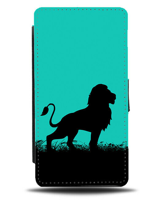 Lion Silhouette Flip Cover Wallet Phone Case Lions Turquoise Green i275