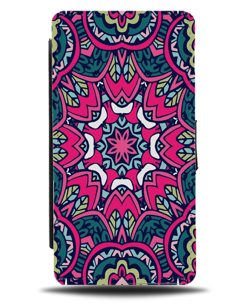 Hot Pink Mandala Pattern Flip Wallet Case Boho Style Festival Design Look BY57