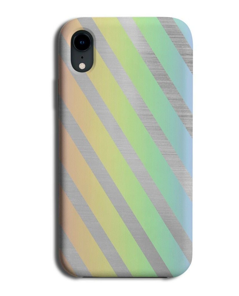 Fun Multicoloured Silver Stripes Phone Case Cover Striped Multicolour Grey I848