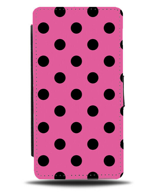 Hot Pink With Black Polka Dots Flip Cover Wallet Phone Case Spots Print Dot i573