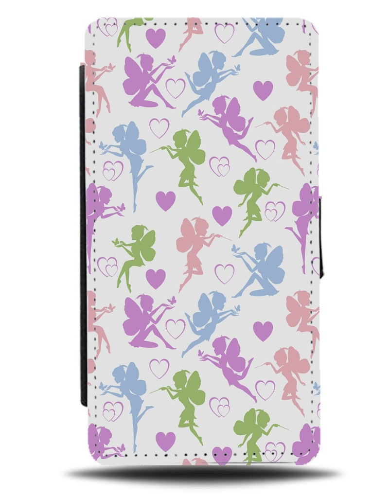 Colourful Fairies Flip Wallet Case Fairy Shapes Outlines Flutes Cupids AY27