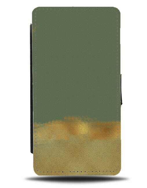 Green and Gold Stylish Print Flip Wallet Case Pattern Design Shades Shaded F901