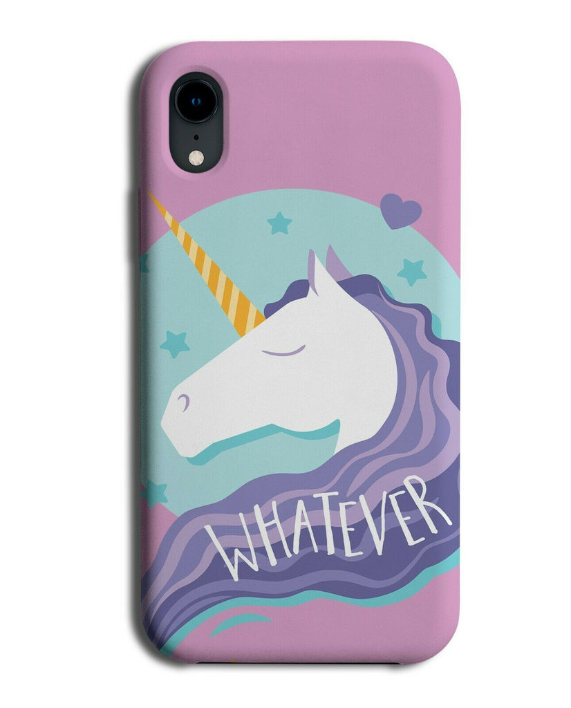 The Whatever Unicorn Phone Case Cover Cartoon Purple Hair Horse Face Girls E311