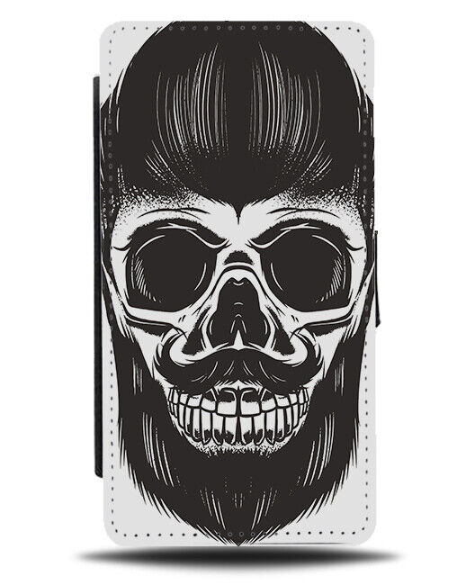 Hipster Skeleton Head Flip Wallet Case Skull Barber Barbers Haircut Mens N019